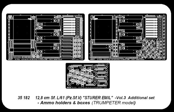 Aber 35182 German tank destroyer 12.8 cm Sf. L/61 (Pz.Sf.V) Sturer Emil- vol. 3 - additional set - ammo holders and boxes (1/35) – image 5