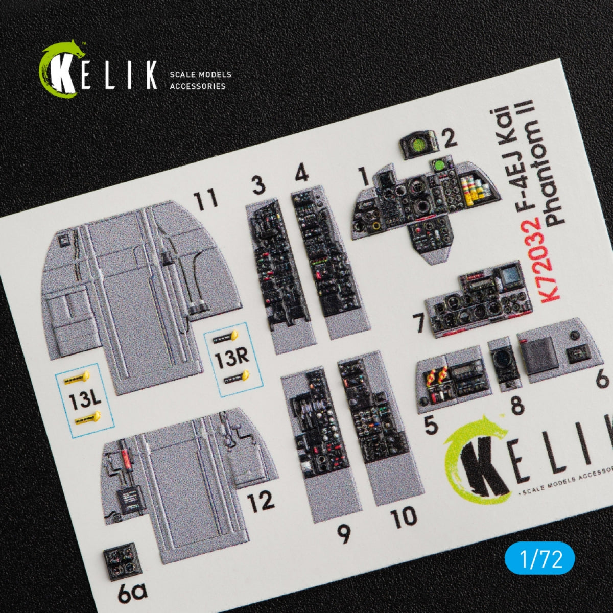 KELIK K72032 F-4EJ KAI &amp;quot;PHANTOM II&amp;quot; INTERIOR 3D DECALS FOR HASEGAWA KIT 1/72 – immagine 4