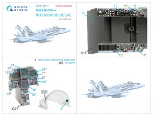 Quinta Studio QDS-32111 F/A-18A++ 3D-Printed &amp;amp; colored Interior on decal paper (Academy) (Small version) 1/32 – image 5