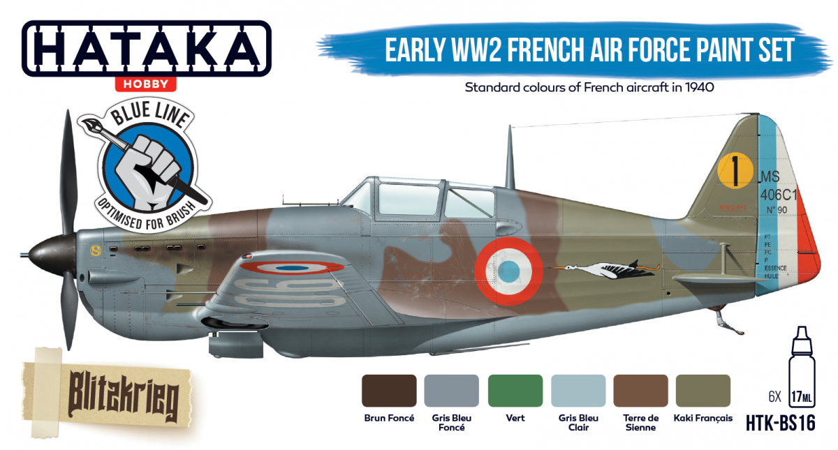 Hataka HTK-BS16 BLUE LINE – Early WW2 French Air Force paint set 6x17ml – image 2
