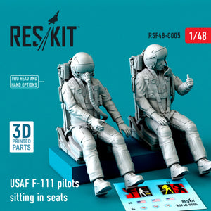 RESKIT RSF48-0005 USAF F-111 PILOTS SITTING IN SEATS (2 PCS) (3D PRINTED) 1/48 – image 2