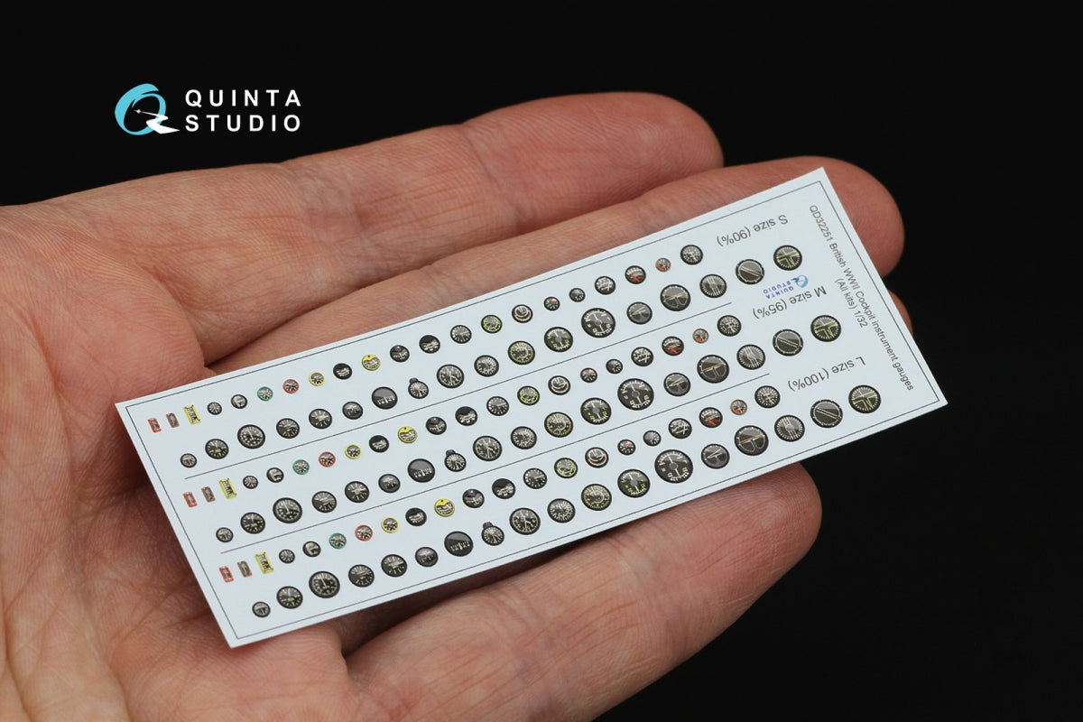 Quinta Studio QD32251 British WWII Cockpit instrument gauges 3D-Printed &amp;amp; coloured Interior on decal paper (All Kits) 1/32 – zdjęcie 3