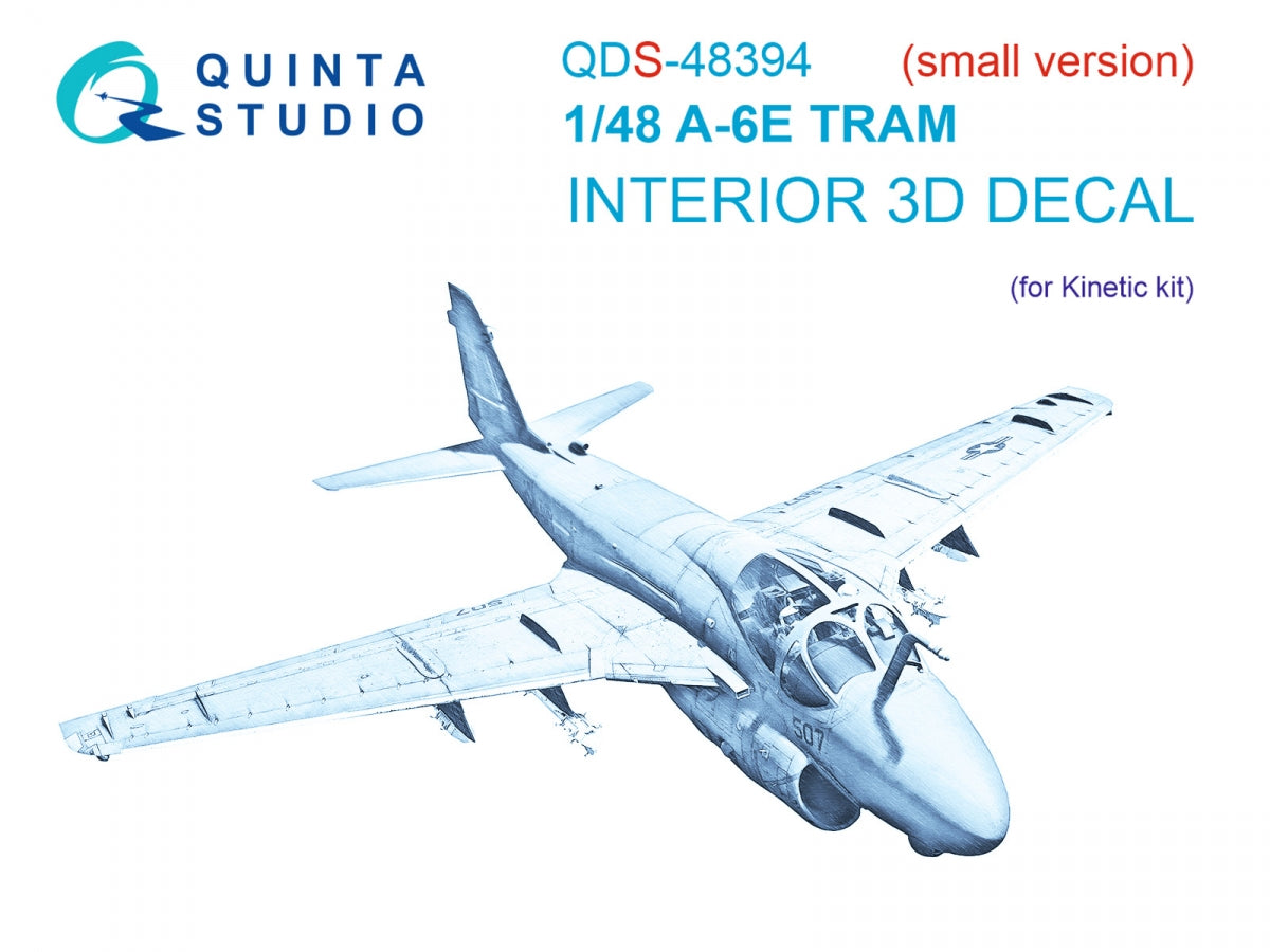 Quinta Studio QDS-48394 A-6E TRAM 3D-Printed & coloured Interior on decal paper (Kinetic) (Small version) 1/48