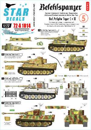 Star Decals 72-A1014 Befehlspanzer # 5. German Command 1/72