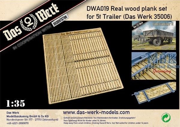 Das Werk DWA019 Jeu de planches en bois véritable 5t Remorque 1/35