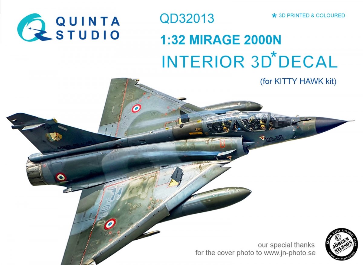 Quinta Studio QD32013 Mirage 2000N 3D-Printed &amp;amp; coloured Interior on decal paper (for Kitty Hawk kit) 1/32