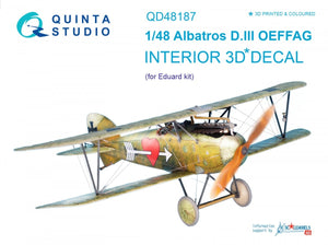 Quinta Studio QD48187 Albatros D.III OEFFAG 3D-Printed &amp;amp; coloured Interior on decal paper (for Eduard kit) 1/48