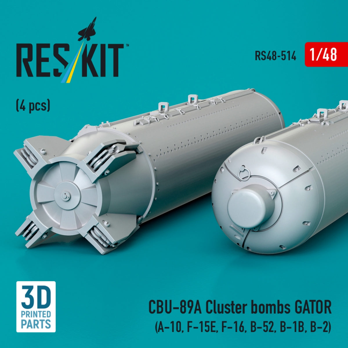 RESKIT RS48-0514 CBU-89A cluster bombs GATOR (4 pcs) (3D Printed) 1/48 – image 3