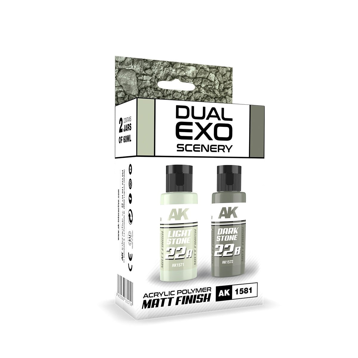 AK Interactive AK1581 DUAL EXO SCENERY SET 22 – 22A LIGHT STONE & 22B DARK STONE