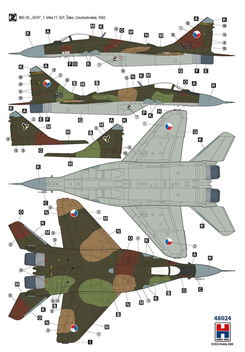 Hobby 2000 48024 MiG-29 Czech &amp;amp; Slovak Air Force ( ACADEMY + CARTOGRAF + MASK ) 1/48 – zdjęcie 5