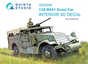 Quinta Studio QD35088 M3A1 Scout 3D-Printed &amp;amp; coloured Interior on decal paper (Zvezda) 1/35