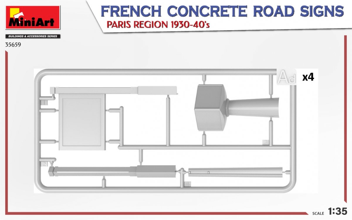 MiniArt 35659 FRENCH CONCRETE ROAD SIGNS. PARIS REGION 1930-40’s 1/35 – zdjęcie 5