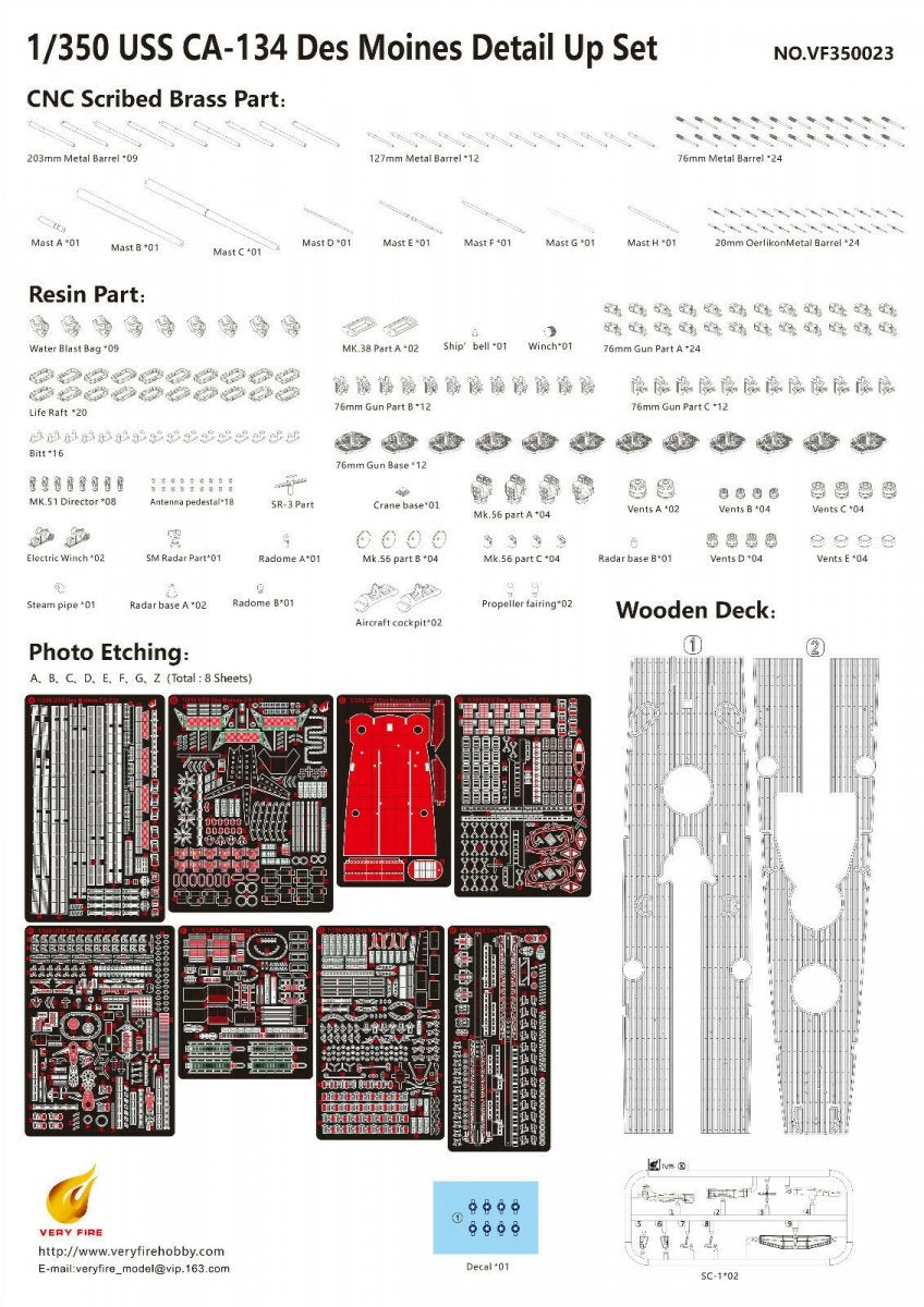 Very Fire VF350023 USS Des Moines CA-134 Super Detail Set 1/350 – image 2