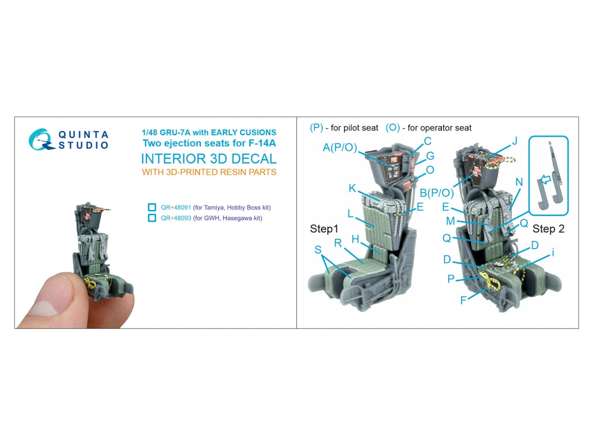 Quinta Studio QR+48091 GRU-7A early, 2 ejection seats for F-14 A (Tamiya, Hobby Boss) 1/48 – zdjęcie 8