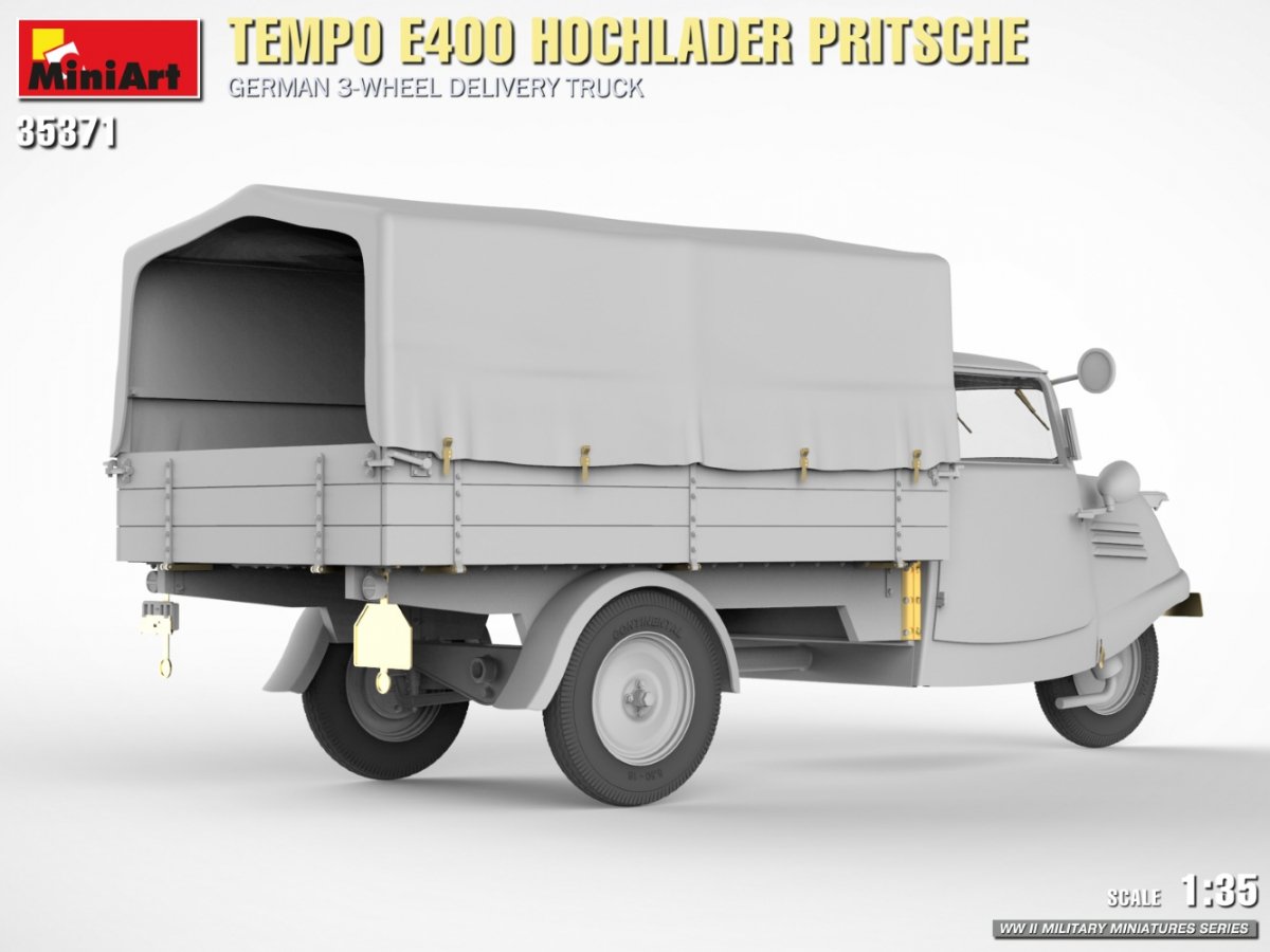 MiniArt 35371 Tempo E400 Hochlader Pritsche German 3-wheel delivery truck 1/35 – zdjęcie 8
