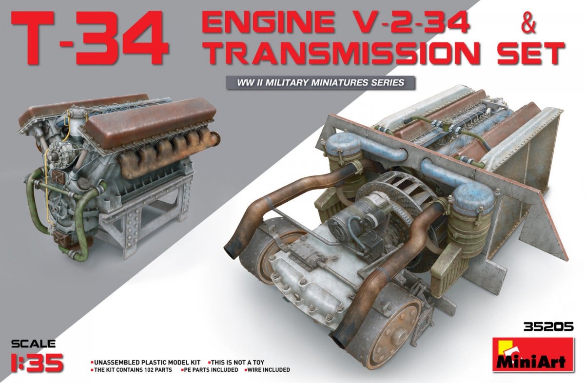 Miniart 35205 T-34 Engine V-2-34 & TRANSMISSION SET 1/35