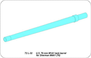 Aber 72L-32 Lufa 76mm do czołgu Sherman M4A1 (76) / U.S. 76 mm M1A1 tank barrel for Sherman M4A1 (76) 1/72 – zdjęcie 6
