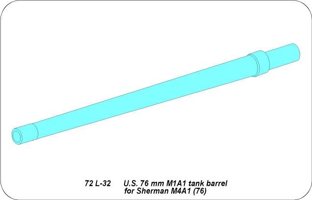 Aber 72L-32 Lufa 76mm do czołgu Sherman M4A1 (76) / U.S. 76 mm M1A1 tank barrel for Sherman M4A1 (76) 1/72 – zdjęcie 6