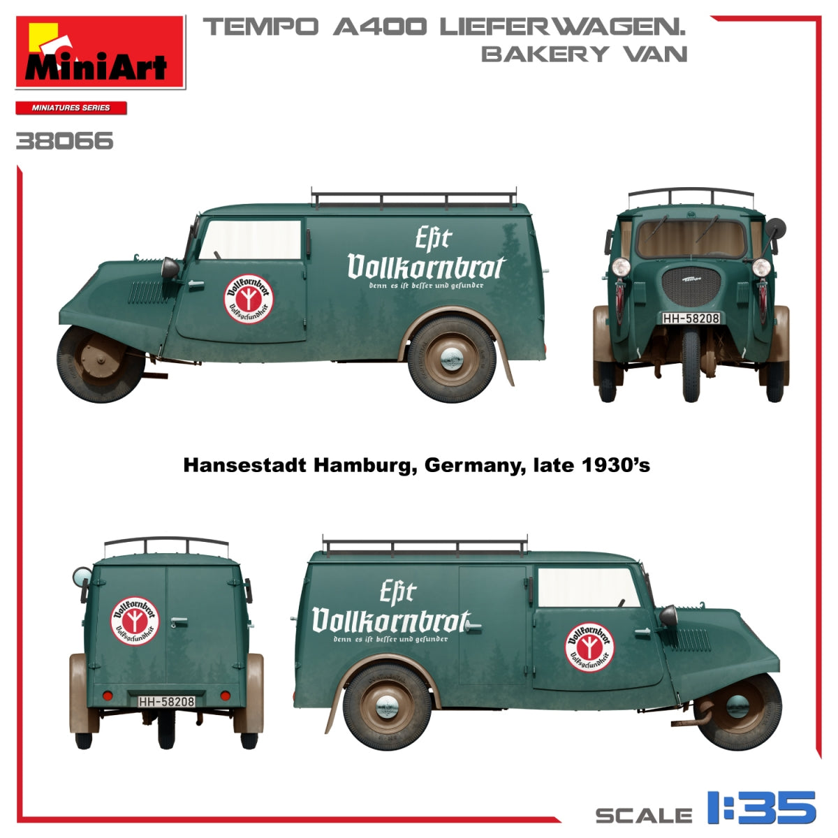 MiniArt 38066 TEMPO A400 LIEFERWAGEN. BAKERY VAN 1/35 – zdjęcie 3