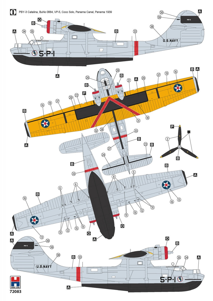 Hobby 2000 72083 Consolidated PBY-3 Catalina ( ACADEMY + CARTOGRAF + MASKI ) 1/72