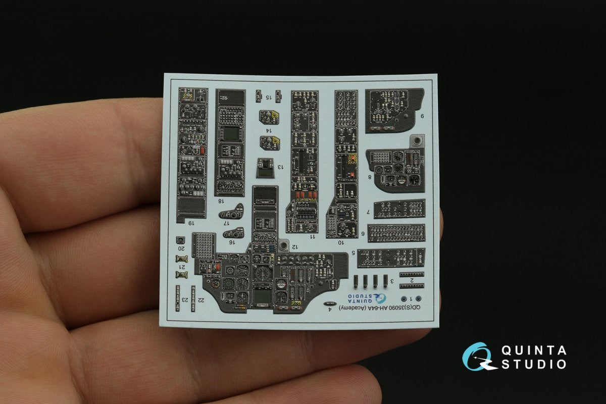 Quinta Studio QDS-35090 AH-64A 3D-Printed &amp;amp; coloured Interior on decal paper (Academy) (Small version) 1/35 – zdjęcie 9