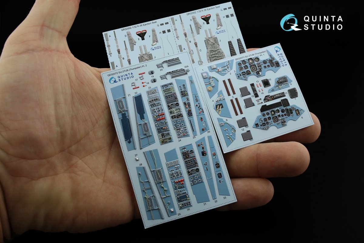 Quinta Studio QD32072 Su-27UB 3D-Printed &amp;amp; colored Interior on decal paper (for Trumpeter kit) 1/32 – image 2