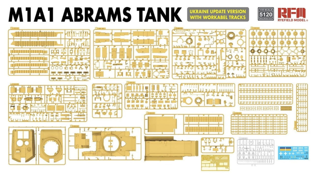 Rye Field Model 5120 M1A1 ABRAMS TANK Ukraine Update Version with Workable Tracks 1/35 – image 3