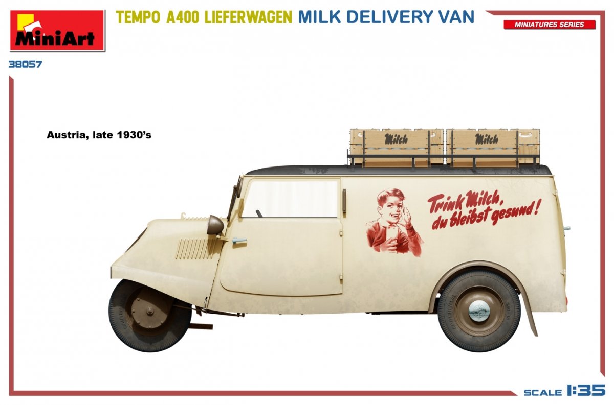 MiniArt 38057 TEMPO A400 LIEFERWAGEN. MILK DELIVERY VAN 1/35 – zdjęcie 3
