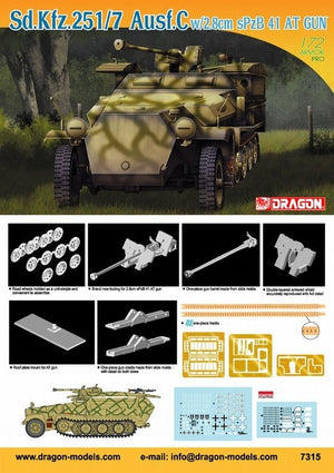 Dragon 7315 Sd.Kfz.251/7 Ausf.C w/2.8cm sPzB 41 AT gun 1/72 – zdjęcie 3
