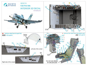 Quinta Studio QD32110 F/A-18A 3D-Printed &amp;amp; coloured Interior on decal paper (Academy) 1/32 – zdjęcie 12