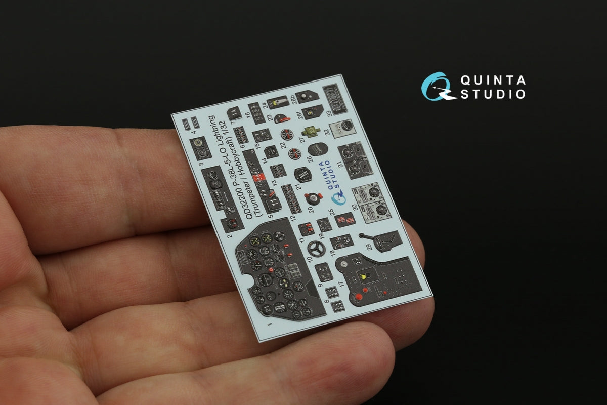 Quinta Studio QD32200 P-38L-5-LO Lightning 3D-Printed &amp;amp; colored Interior on decal paper (Trumpeter/Hobbycraft) 1/32 – image 12