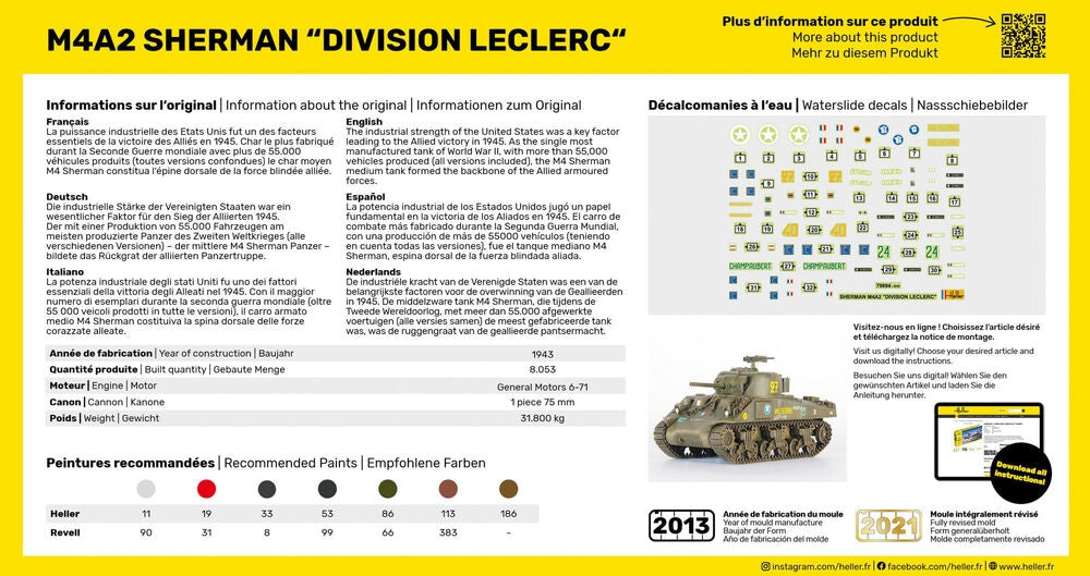 Heller 79894 M4A2 Sherman Division Leclerc deco.FR 1/72 – zdjęcie 4