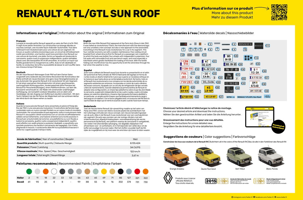 Heller 58704 Renault 4 TL/GTL Sun Roof - Starter Kit 1/24 – zdjęcie 4