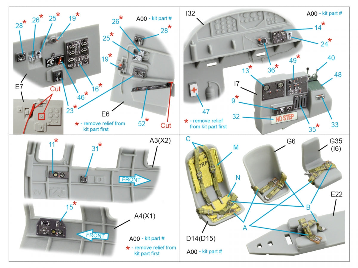 Quinta Studio QD48542 Boeing B-17F 3D-Printed &amp;amp; coloured Interior on decal paper (HK models, Eduard) 1/48 – zdjęcie 3
