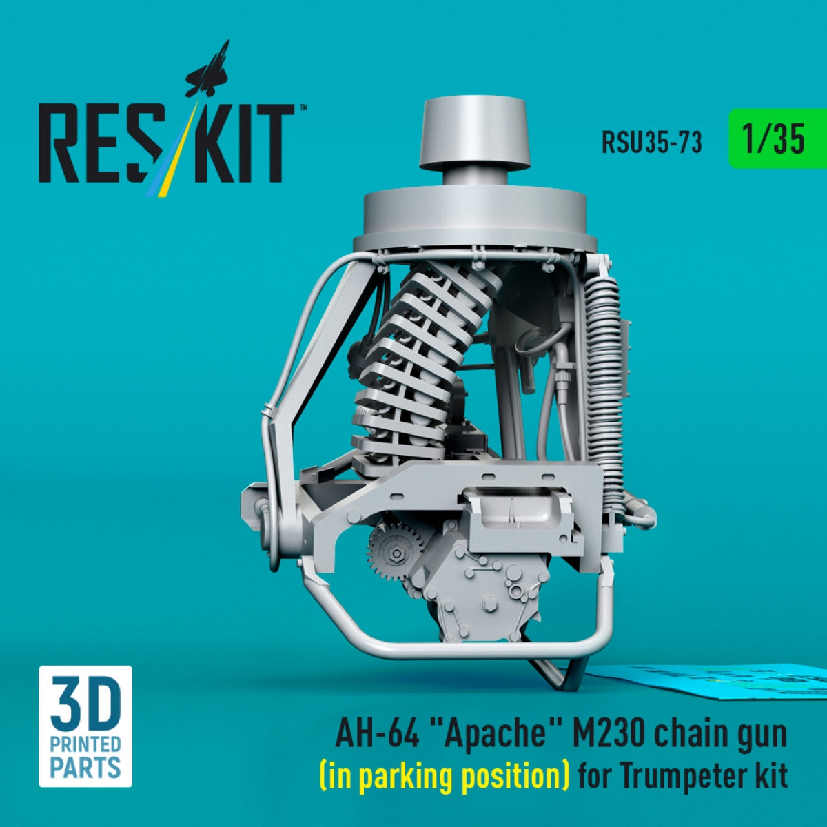 RESKIT RSU35-0073 AH-64 &amp;quot;Apache&amp;quot; M230 chain gun (in parking position) for Trumpeter kit (3D Printed) 1/35 – image 3