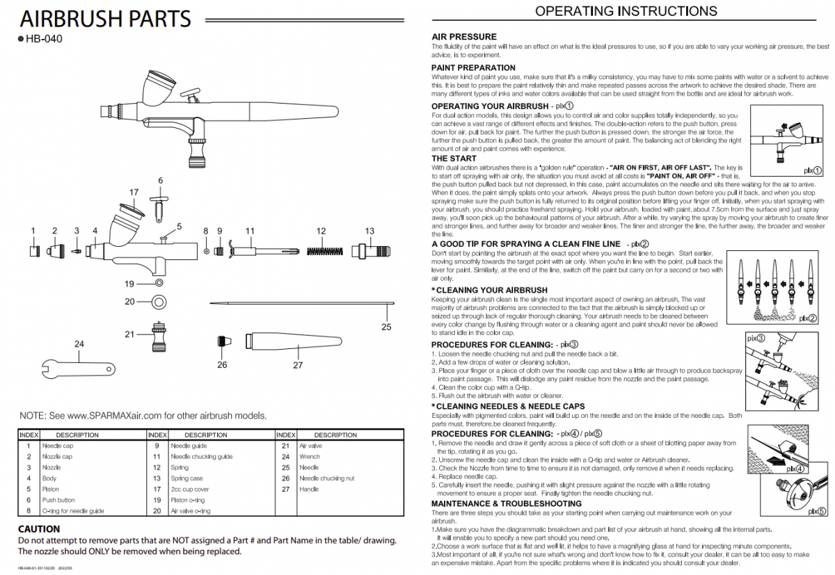 Sparmax HB-040SS Airbrush Star Silver - Nozzle 0.4 mm – zdjęcie 2