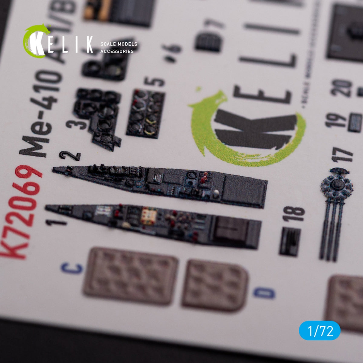 KELIK K72069 Messerschmitt Me410A-1 interior 3D decals for Airfix kit 1/72 – image 8