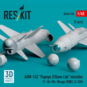 RESKIT RS48-0518 AGM-142 &amp;quot;Popeye 2/Have Lite&amp;quot; missiles (2 pcs) (3D Printed) 1/48