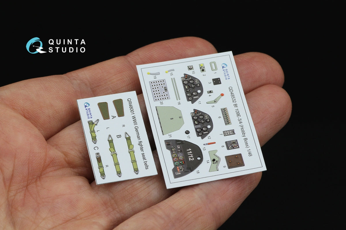 Quinta Studio QD48532 Bf 109E-3/4 3D-Printed &amp;amp; coloured Interior on decal paper (HobbyBoss) 1/48 – zdjęcie 3