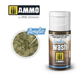 AMMO of Mig Jimenez 0700 ACRYLIC WASH Brown Wash for Dark Yellow 15ml
