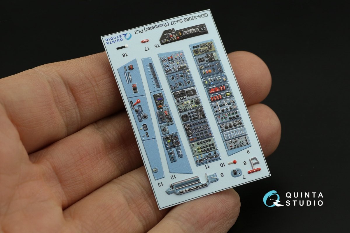 Intérieur imprimé en 3D et coloré sur papier décalcomanie Quinta Studio QDS-32088 Su-27 (Trumpeter) (petite version) 1/32 – image 3