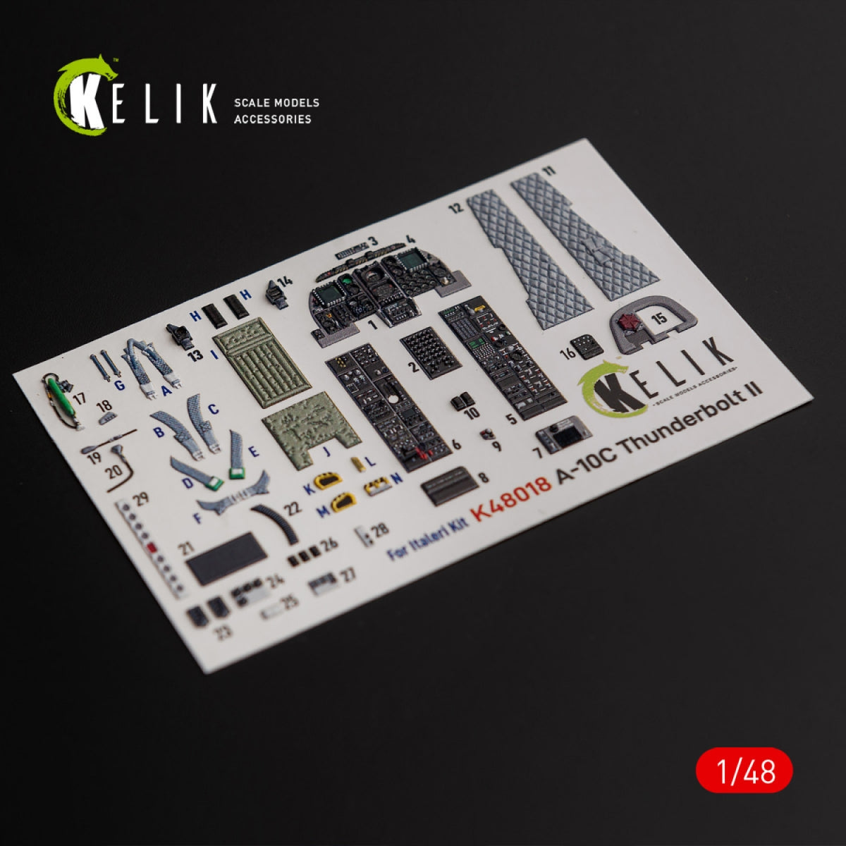 KELIK K48018 A-10C &amp;quot;Thunderbolt II&amp;quot; interior 3D decals for Italeri kit 1/48