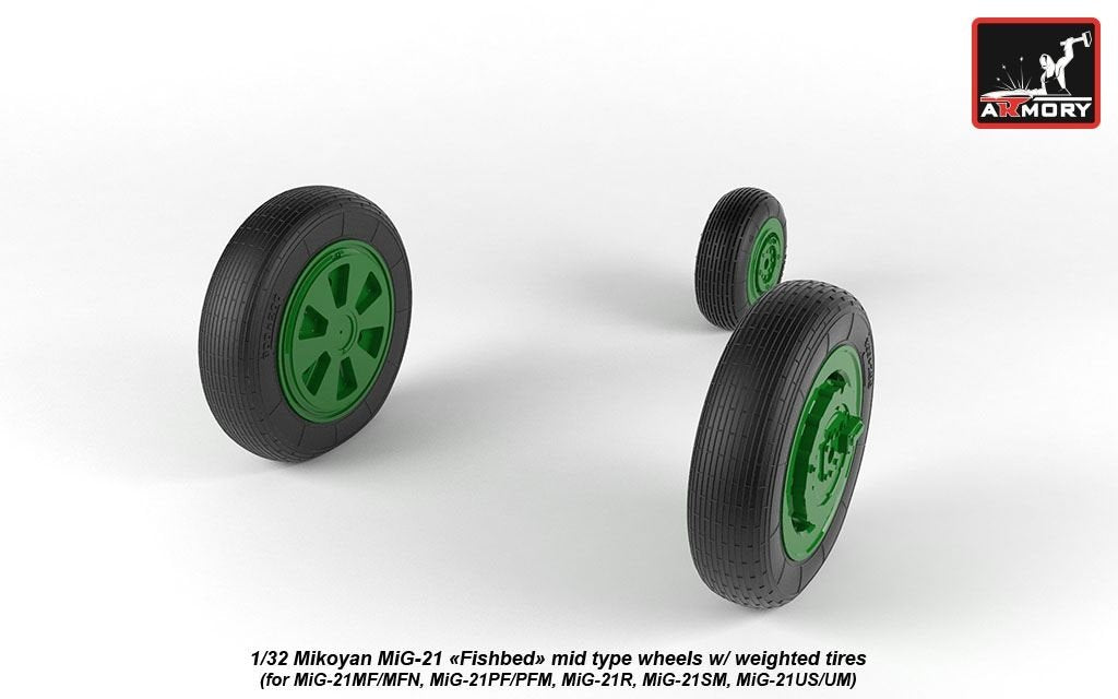 Armory Models AW32010 Mikoyan MiG-21 Fishbed wheels w/ weighted tires, mid 1/32 – zdjęcie 5