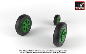 Armory Models AW32010 Mikoyan MiG-21 Fishbed wheels w/ weighted tires, mid 1/32 – zdjęcie 5