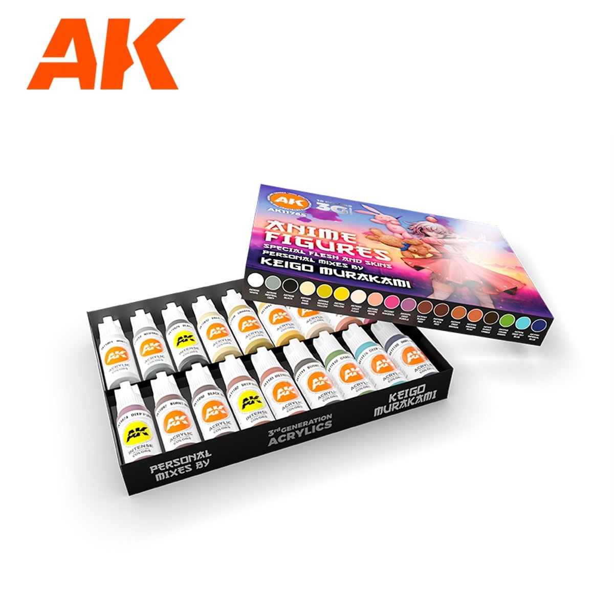 AK Interactive AK11765 SIGNATURE SET – KEIGO MURAKAMI PERSONAL MIXES – ANIME FIGURES PAINT SET 18x17 ml – immagine 2
