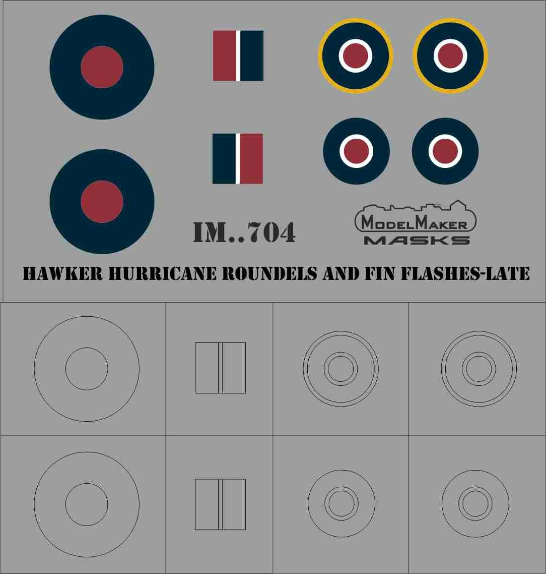 ModelMaker Decals IM48704 HAWKER HURRICANE ROUNDELS AND FIN FLASHES - LATE 1/48 – immagine 2