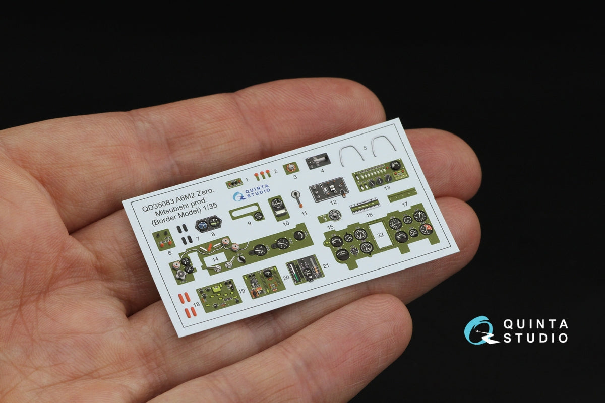 Quinta Studio QD35083 A6M2 Zero (Mitsubishi Prod.) 3D-Printed &amp;amp; colored Interior on decal paper (Border Model) 1/35 – image 4