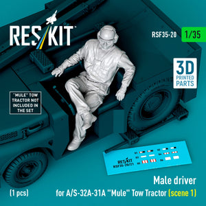 RESKIT RSF35-0020 Male driver for A/S-32A-31A "Mule" Tow Tractor (scene 1) (1 pcs) (3D Printed) 1/35