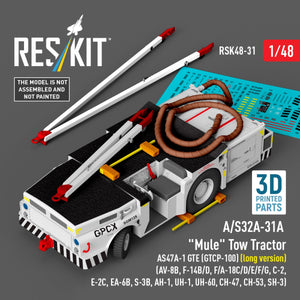RESKIT RSK48-0031 A/S32A-31A "Mule" Tow Tractor AS47A-1 GTE (GTCP-100) (long version) (AV-8B, F-14B/D, F/A-18C/D/E/F/G, C-2, E-2С, EA-6B, S-3B, AH-1, UH-1, UH-60, CH-47, CH-53, SH-3) (3D Printed model kit) 1/48