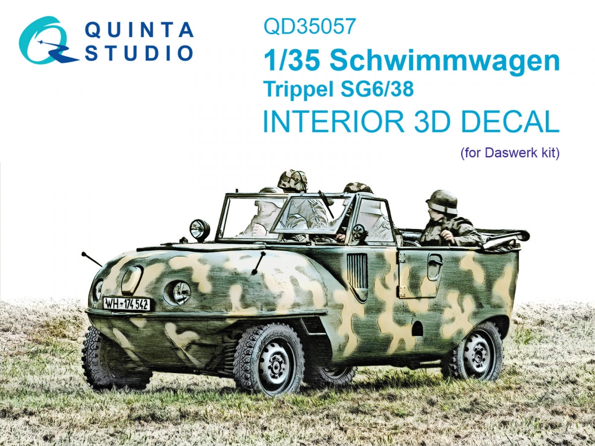 Quinta Studio QD35057 Schwimmwagen Trippel SG6/38 3D-Printed &amp; coloured Interior on decal paper (Daswerk) 1/35